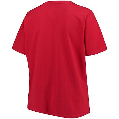 Women's Scarlet Ohio State Buckeyes Plus Size Primary Logo V-Neck T-Shirt