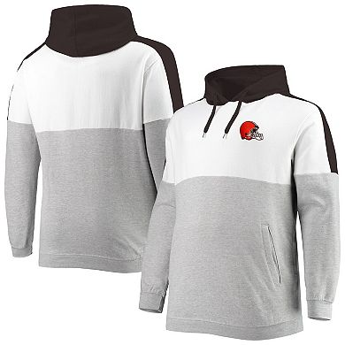 Men's Brown/Heathered Gray Cleveland Browns Big & Tall Team Logo Pullover Hoodie