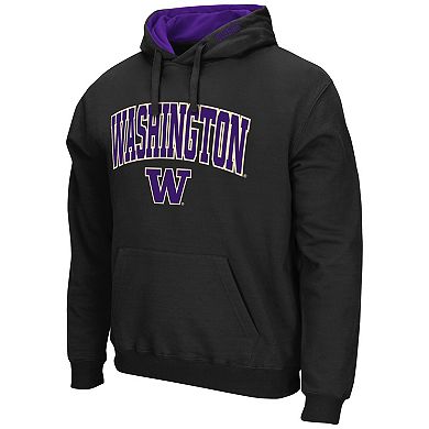 Men's Colosseum Black Washington Huskies Arch & Logo 3.0 Pullover Hoodie