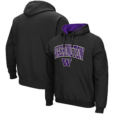 Men's Colosseum Black Washington Huskies Arch & Logo 3.0 Pullover Hoodie