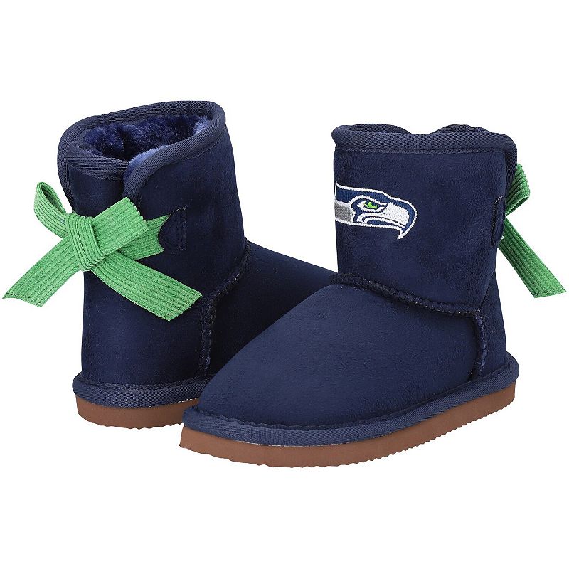 Girls Toddler Cuce College Navy Seattle Seahawks Low Team Ribbon Boots, Tod