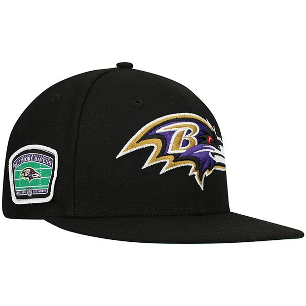 Men's New Era Black Baltimore Ravens Field Patch 59FIFTY Fitted Hat