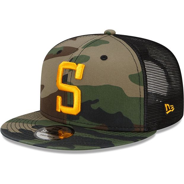 Men's New Era Camo Pittsburgh Steelers Woodland Team Stretch 9FIFTY  Snapback Hat