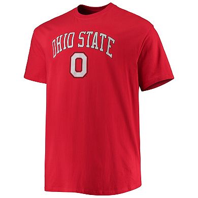 Men's Champion Scarlet Ohio State Buckeyes Big & Tall Arch Over Wordmark T-Shirt