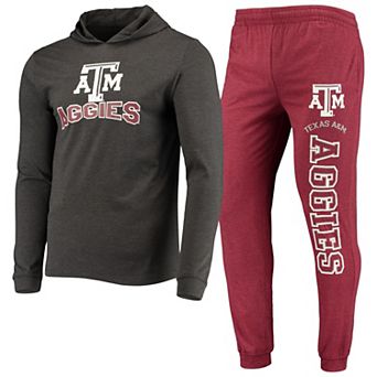 Men's Concepts Sport Maroon/Charcoal Texas A&M Aggies Meter Long Sleeve Hoodie T-Shirt & Jogger Pants Set