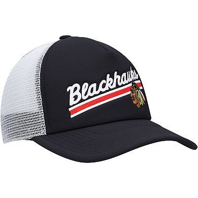 Women's adidas Black/White Chicago Blackhawks Foam Trucker Snapback Hat
