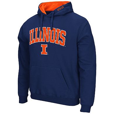 Men's Colosseum Navy Illinois Fighting Illini Arch & Logo 3.0 Pullover Hoodie