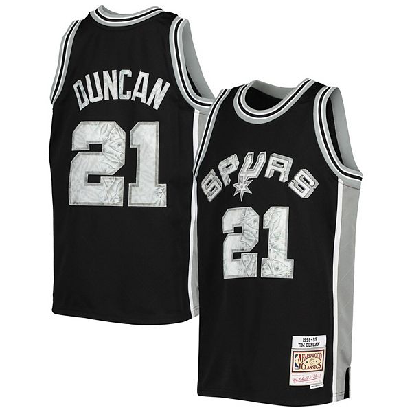 Men's San Antonio Spurs Tim Duncan #21 Adidas Black Commemorative