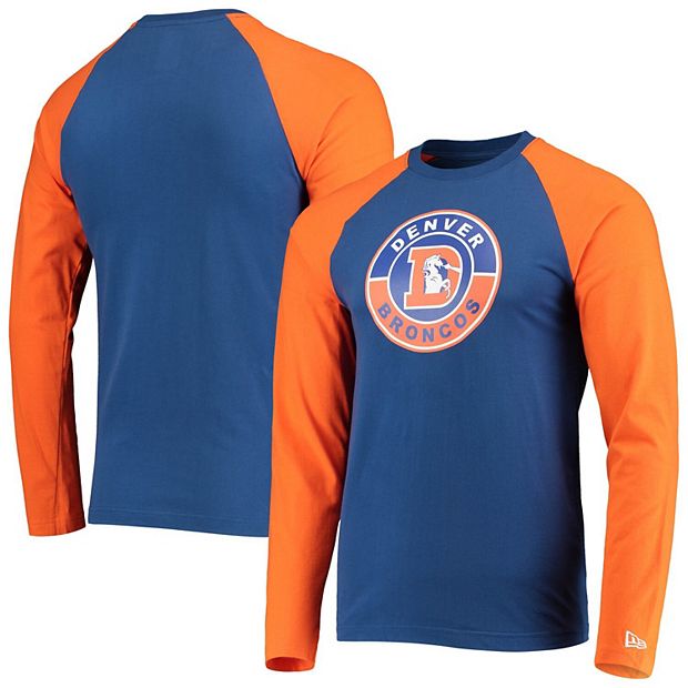 Men's New Era Royal Denver Broncos Throwback Raglan Long Sleeve T-Shirt