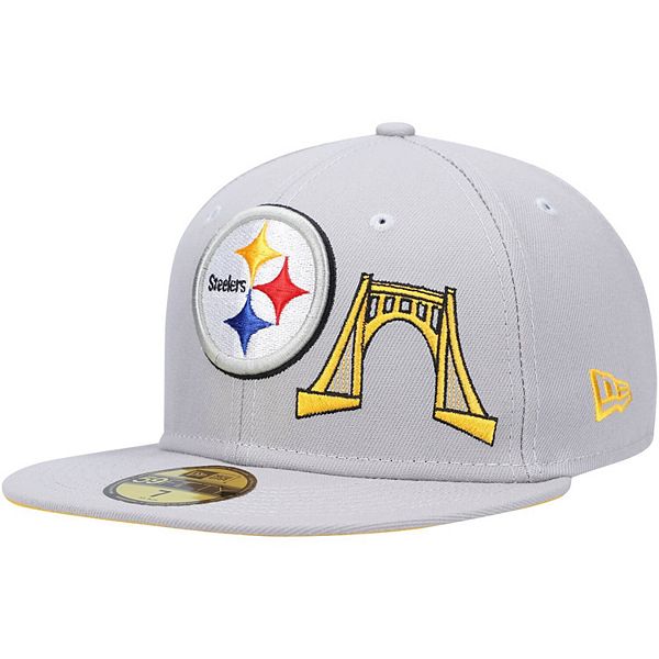 Pittsburgh Steelers Hat Gray NFL New Era 59Fifty Men 7 1/2 Steel City  Steelers