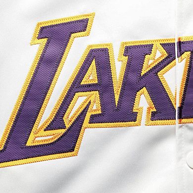 Men's Mitchell & Ness White Los Angeles Lakers Big & Tall Hardwood Classics Raglan Satin Full-Snap Jacket