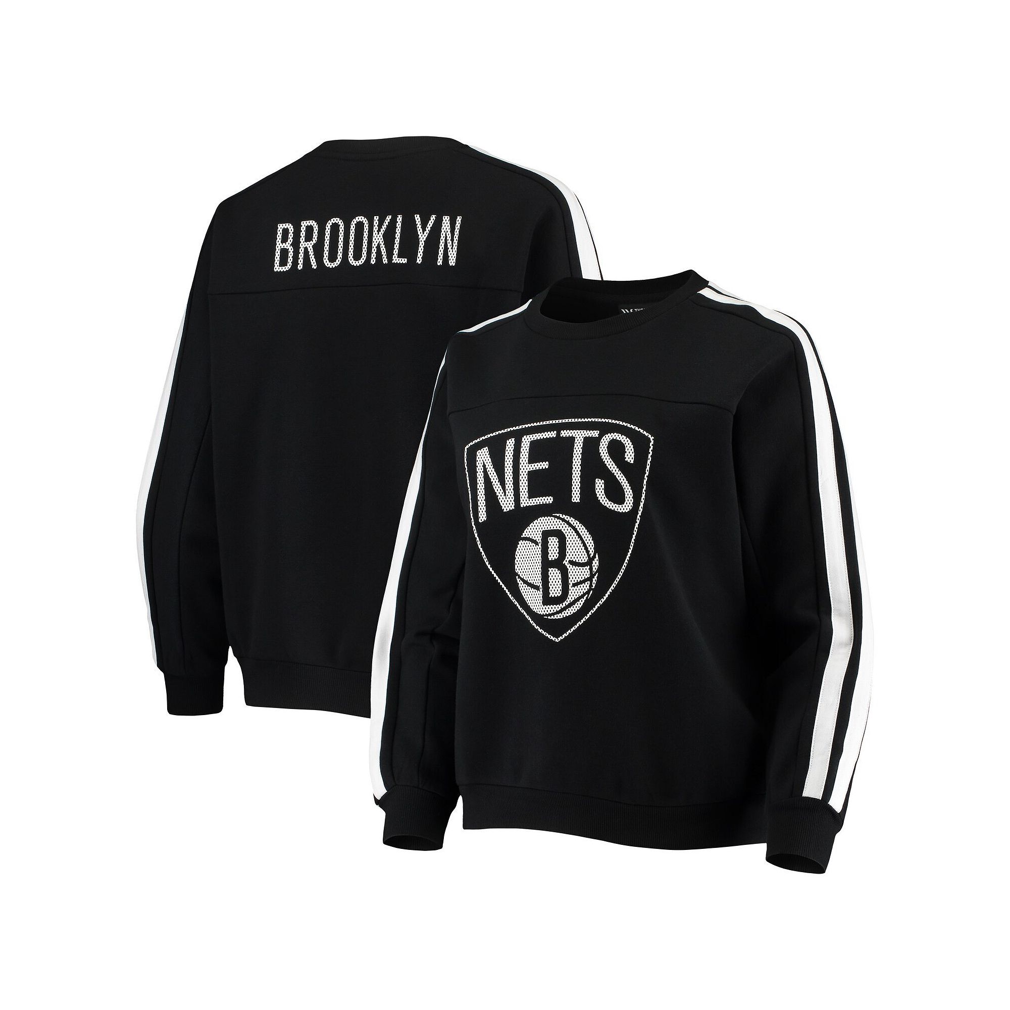 Womens The Wild Collective Black Brooklyn Nets Perforated Logo Pullover Sw