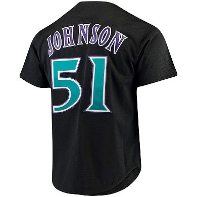 Men's Mitchell & Ness Randy Johnson Black Arizona Diamondbacks Big & Tall Cooperstown Collection Mesh Button-Up Jersey