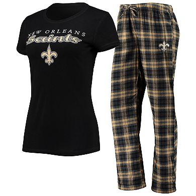 Women's Concepts Sport Black/Gold New Orleans Saints Logo T-Shirt & Pants Set