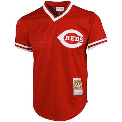 Men's Mitchell & Ness Johnny Bench Red Cincinnati Reds Cooperstown Collection Big & Tall Mesh Batting Practice Jersey