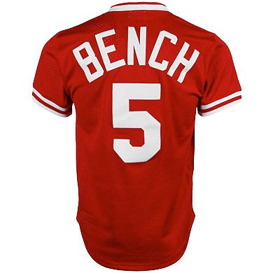 Men's Mitchell & Ness Johnny Bench Red Cincinnati Reds Cooperstown Collection Big & Tall Mesh Batting Practice Jersey