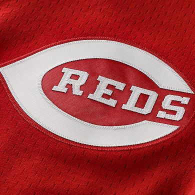 Men's Mitchell & Ness Johnny Bench Red Cincinnati Reds Cooperstown Collection Big & Tall Mesh Batting Practice Jersey