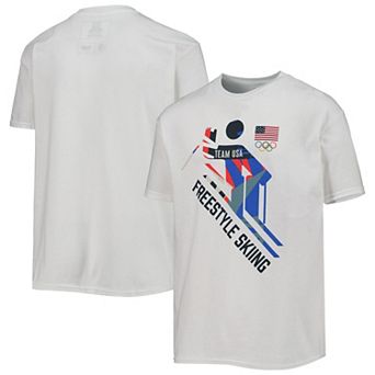 Youth White Team USA Freestyle Skiing Scattered Swatch T-Shirt