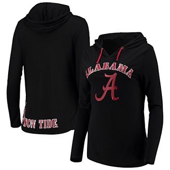 Women's Colosseum Black Alabama Crimson Tide My Lover Lightweight Hooded Long Sleeve T-Shirt