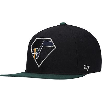 Men's '47 Black/Green Utah Jazz 75th Anniversary Carat Captain Snapback Hat
