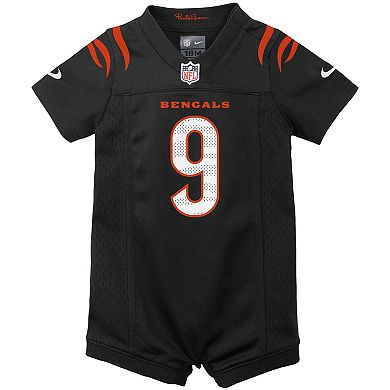 Newborn & Infant Nike Joe Burrow Black Cincinnati Bengals Game Romper Jersey