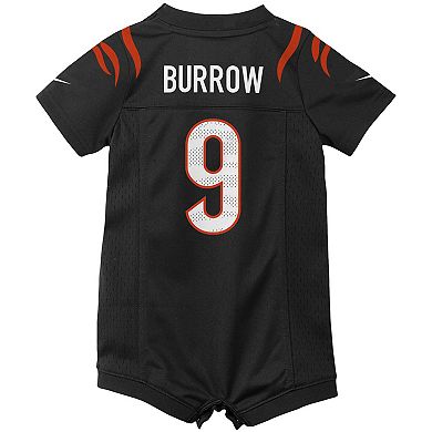 Newborn & Infant Nike Joe Burrow Black Cincinnati Bengals Game Romper Jersey