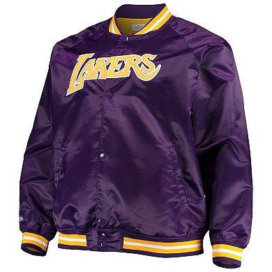 Men's Mitchell & Ness Purple Los Angeles Lakers Big & Tall Hardwood Classics Raglan Satin Full-Snap Jacket