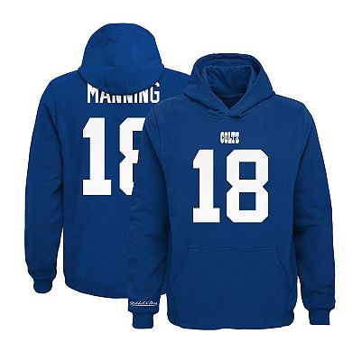 Youth Mitchell & Ness Peyton Manning Royal Indianapolis Colts Retired Player Name & Number Pullover Hoodie