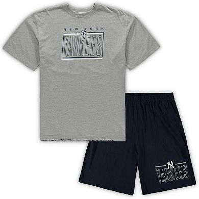 Men's Concepts Sport Heathered Gray/Navy New York Yankees Big & Tall T-Shirt & Shorts Sleep Set