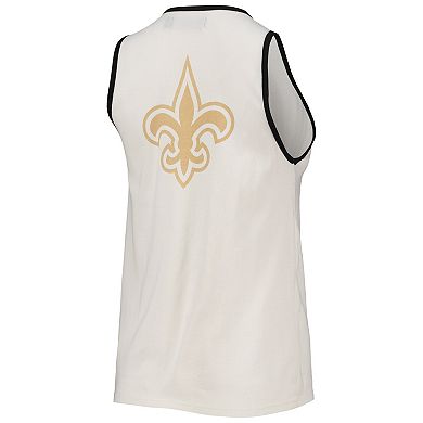 Women's Junk Food White/Black New Orleans Saints Throwback Pop Binding Scoop Neck Tank Top