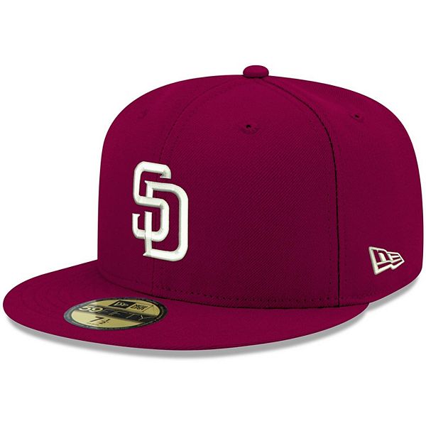 Men's New Era Cardinal San Diego Padres Logo White 59FIFTY Fitted Hat