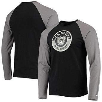 Men's New Era Black/Gray Las Vegas Raiders League Raglan Throwback Long Sleeve T-Shirt