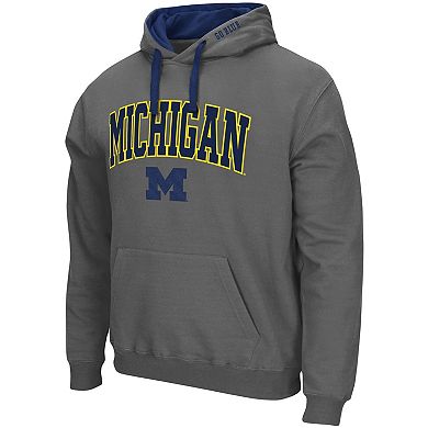 Men's Colosseum Charcoal Michigan Wolverines Big & Tall Arch & Logo 2.0 Pullover Hoodie