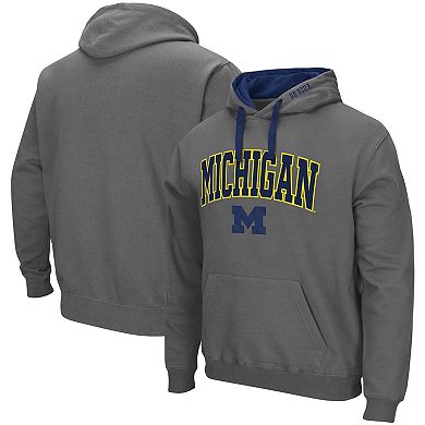 Men's Colosseum Charcoal Michigan Wolverines Big & Tall Arch & Logo 2.0 Pullover Hoodie
