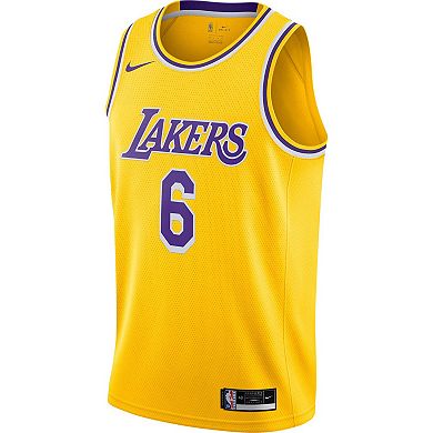 Men's Nike LeBron James Gold Los Angeles Lakers 2021/22 #6 Swingman ...