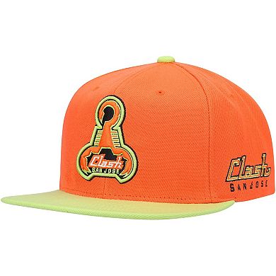 Men's Mitchell & Ness Orange San Jose Earthquakes Historic Logo Since '96 Two-Tone Snapback Hat