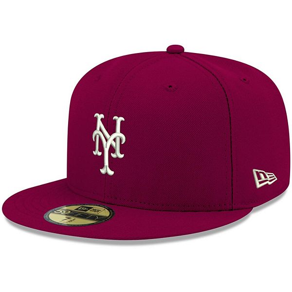 Men's New Era Cardinal New York Mets Logo White 59FIFTY Fitted Hat