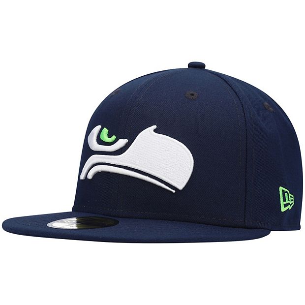 New Era Men's Seattle Seahawks Logo Navy 59Fifty Fitted Hat