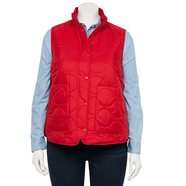 Plus Size Croft & Barrow® Quilted Vest - Red (2X)