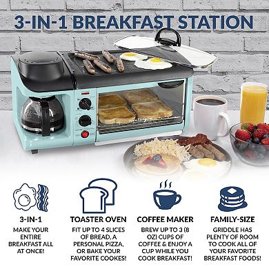 Nostalgia Electrics Retro Family-Size 3-in-1 Breakfast Station
