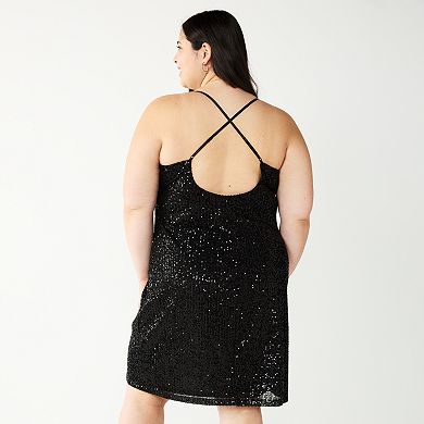Juniors' Plus Size Speechless Sequined Strappy Slip Dress