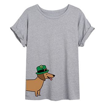 Juniors' Lucky Dachsund Oversized Tee