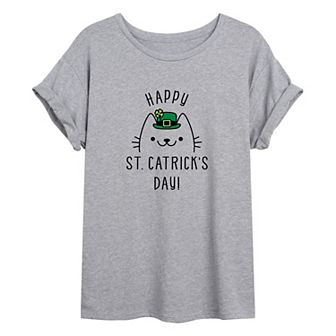 Juniors' St. Catrick's Day Oversized Tee