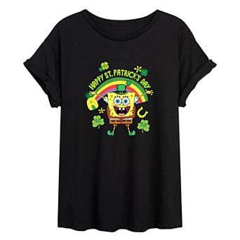 Juniors' SpongeBob SquarePants Leprechaun Oversized Tee