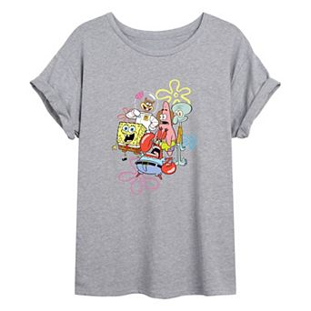 Juniors' SpongeBob SquarePants Characters Oversized Tee