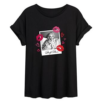 Juniors' Marilyn Monroe Kisses Oversized Tee