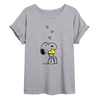 Juniors' Peanuts Hugs And Love Oversized Tee
