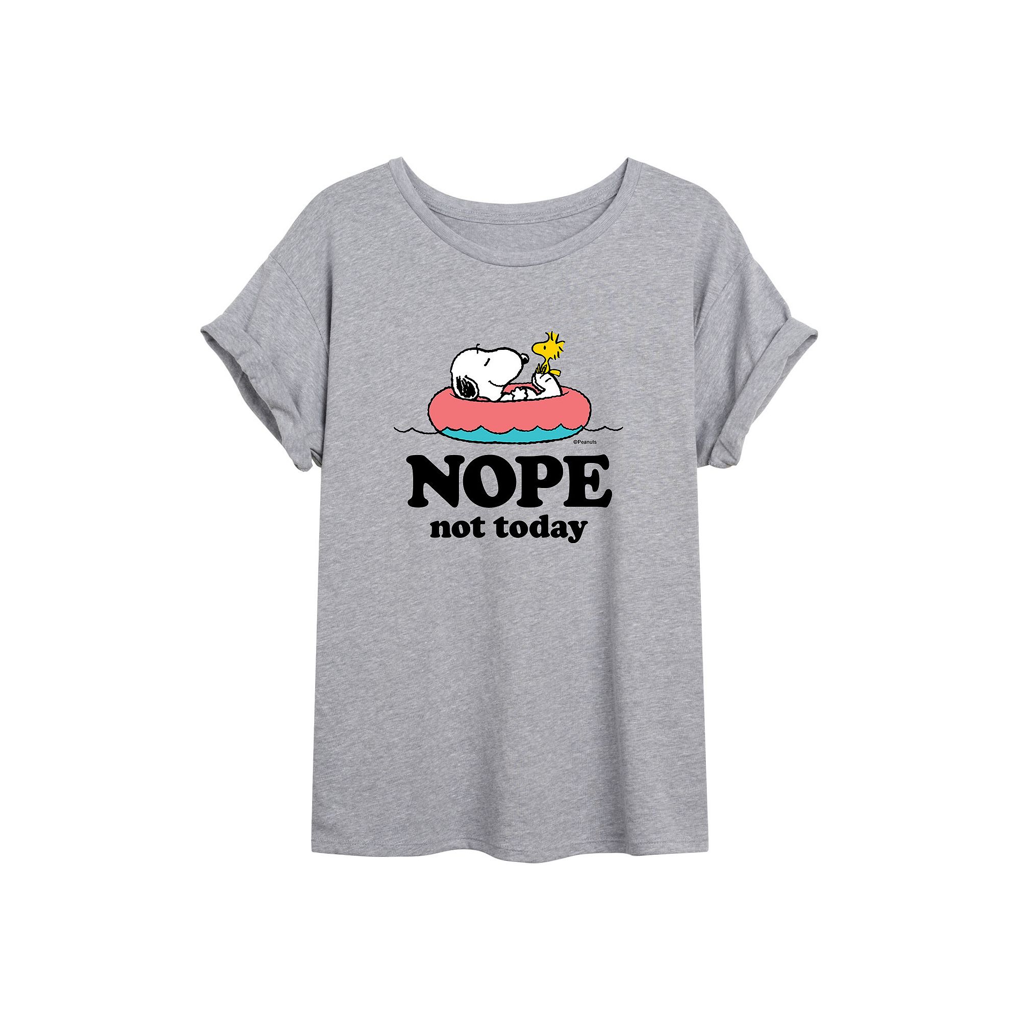 Juniors Peanuts Not Today Oversized Tee, Girls, Size: Small, Grey