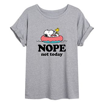 Juniors' Peanuts Not Today Oversized Tee