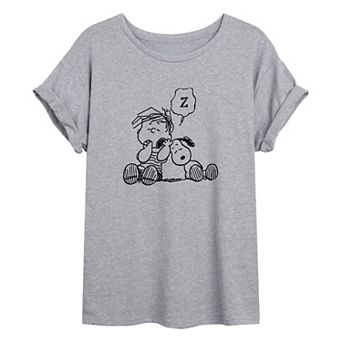 Juniors' Peanuts Linus Snooze Oversized Tee
